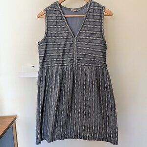 beachlunchlounge Cotton Sleeveless Lined Blue White Chambray Striped Dress M